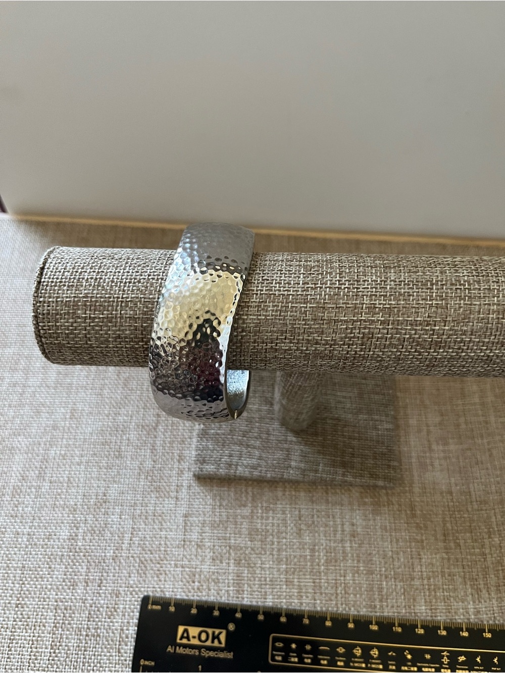 Hammered Silver Cuff Bracelet - Wide Open Bangle